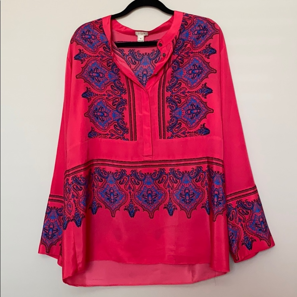 J.Crew Pink Paisley Popover Tunic size XL
